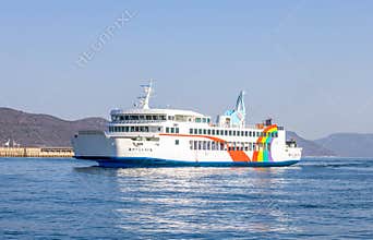 Ferry boat crossing the Seto Inland Sea from Takamatsu to Naoshima Island