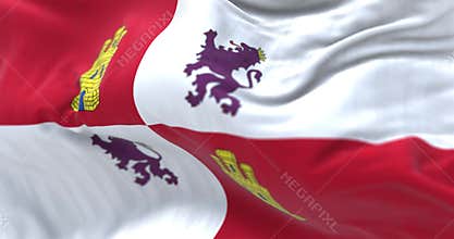 Seamless loop in slow motion of Castile and Leon flag waving