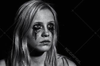 Sad depressed crying girl