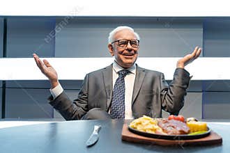 Warren Buffett\'s wax figure displayed at Red Carpet 2 in I-City Shah Alam