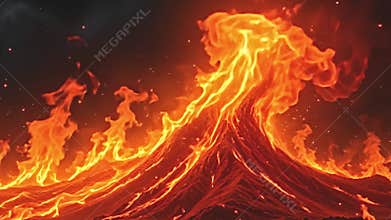 Blazing fire overlay, volatile energy eruption, expansive flame Generative AI