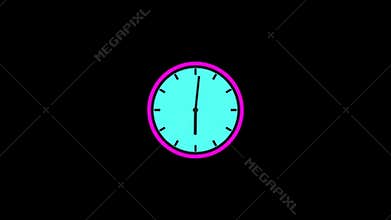 Clock animation in 12 hour loop animation. alarm clock icon concept