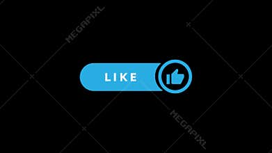 Blue Like Button Animation on Black Background Thumbs Up Approval UI Motion Graphic
