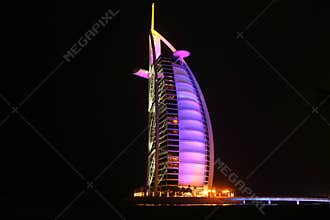 Burj al arab hotel at night