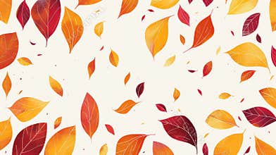 Minimalist Autumn Abstract with Geometric Leaf Patterns in Rich Shades of Orange, Yellow, and Burgundy
