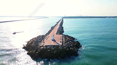 Miramar Beach jetty point in Tampico, Madero, Tamaulipas, a tourist destination with a collision effect of fresh and salt water.