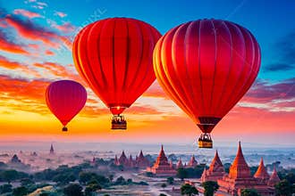 Hot air balloon over bagan