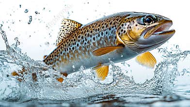 Brown Trout Leaping from Water