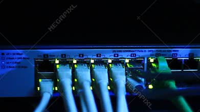 Ethernet switch with blinking LEDs