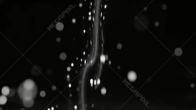 Abstract Water Flow, Sparkling Bokeh, Dynamic Motion