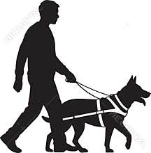 Silhouette of a Person Walking with a Guide Dog on Transparent Background for Accessibility