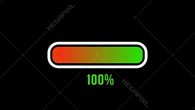 RGB Loading Bar Animation with 0 to 100% Progress on Black Background animation loop