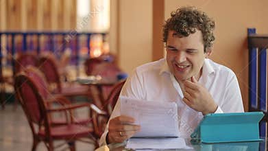 Business video chat in cafe