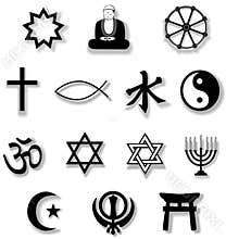 Religion Symbols with Drop Shadows