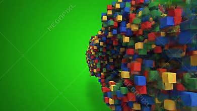 Colorful Abstract Cubes Explode and Disperse Dynamically