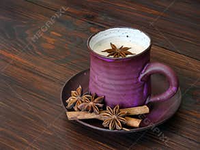 Herbal chai tea with milk
