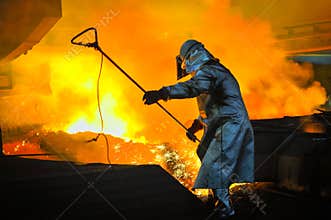 Worker with hot steel