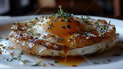 Delicious Fried Egg with Thyme and Crispy Edges