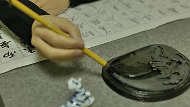 close shot of Chinese Calligraphy writing