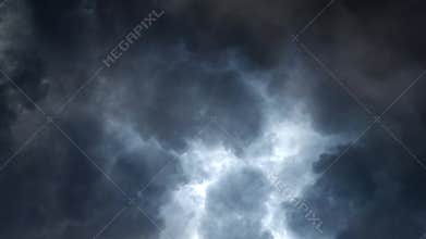 cumulonimbus clouds in the dark sky and lightning