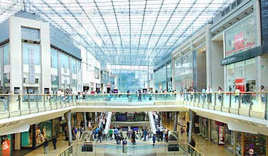 Busy retail shopping mall