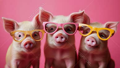 Colorful glasses on pigs