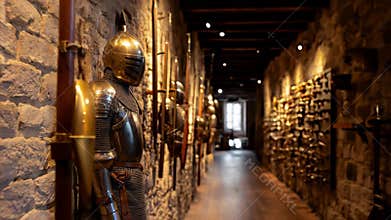 Museum Advocacy Days Medieval armor and weapons display in historic museum hallway