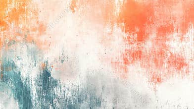Orange and teal abstract grunge background texture showing brushstrokes, splashes, and a vintage, retro style, perfect