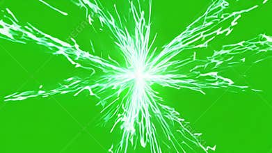 Jagged lines of light radiate vibrancy and energy. Green screen chromakey