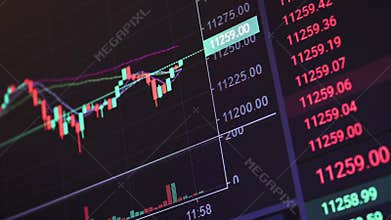 Rapid change of stock market with Exchange and bid, offer, volume on screen display