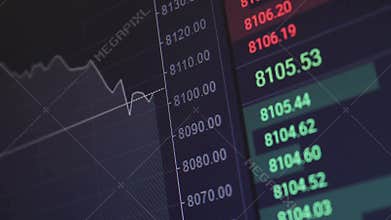 Rapid change of stock market with Exchange and bid, offer, volume on screen display