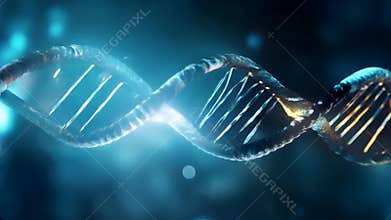 Luminous DNA Double Helix. Medical Science Visualization. Generative Ai