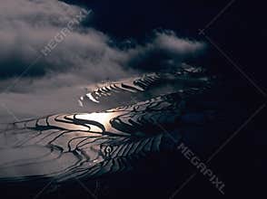 Rice terraces of yuanyang at night