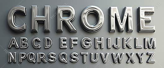 Shiny chrome letters and alphabet