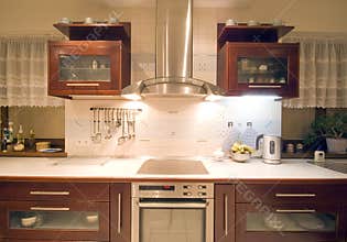 Brown kitchen interior