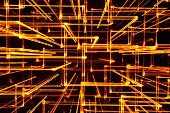 3D Abstract Yellow Glowing Lines as Background