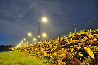Stones by the road at Seletar area