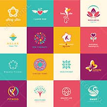 Set of flat icons for beauty, healthcare, wellness