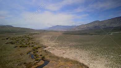 Aerial view of Eastern Sierra mountains near Bishop California