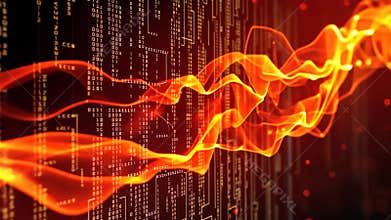 Abstract fiery data stream, digital technology and network concept stock footage Generative AI