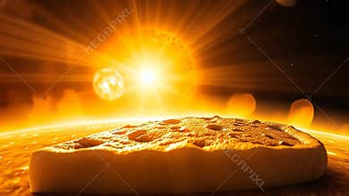 Pizza baking in wood fired oven, Italian cuisine and food prep stock footage Generative AI