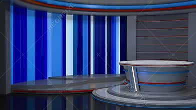 3D Virtual TV Studio News, Backdrop For TV Shows .TV On Wall.3D Virtual News Studio Background