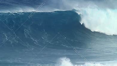 Slow Motion: Empty Ocean Wave Crashing