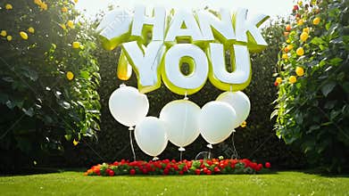 A sign that says \"Thank You\" is hanging from a tree