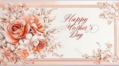 Elegant Mother's Day Card with Rose Gold Floral Design for Customized Messages
