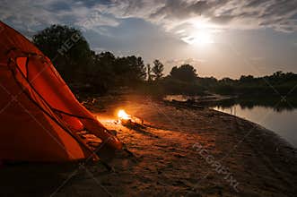 Camping at night