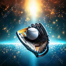 Baseball glove and ball close up. Image for a promotional post on social media about a sporting event, game day, sports