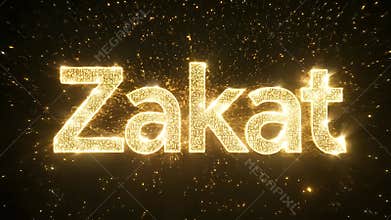 A glowing word that is written in gold letters