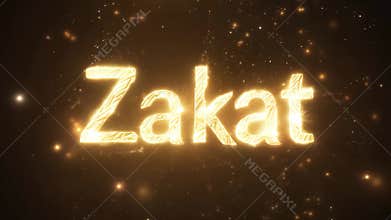 A glowing word that is written in gold letters