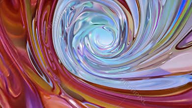 A swirl of blue and purple water with a blue sky in the background.